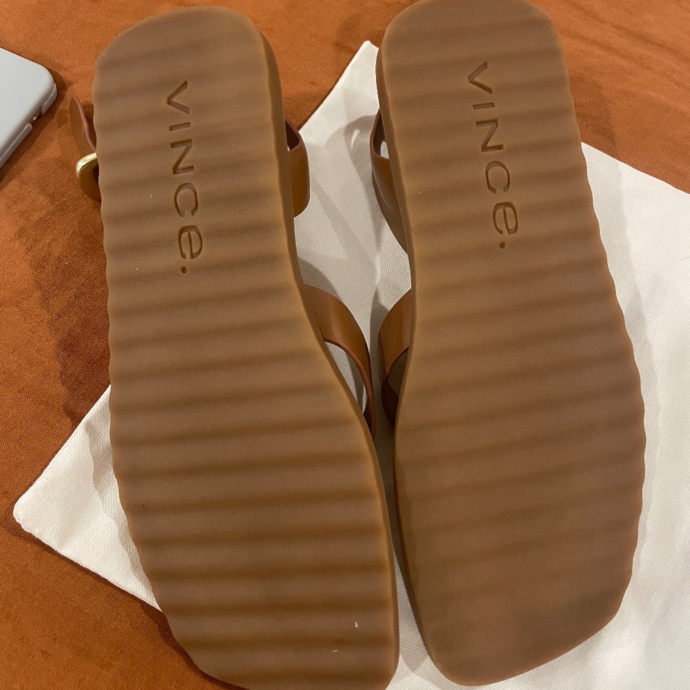 NWOT Vince Samuela Ankle Strap Sandal-Brown - Picture 2 of 5